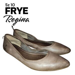 FRYE REGINA Sz 10 Distressed Leather Braided Heel Casual Slip On Pointed Flats